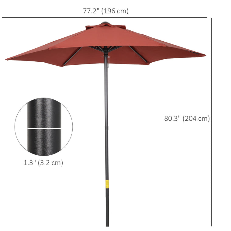 6.6FT Wine Red Patio Umbrella with 6 Solid Ribs