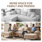 U Shape Couch with Double Chaise Lounge, Modern 4 Seater Sofa with Wooden Legs, Fabric Sofa for Living Room, Beige