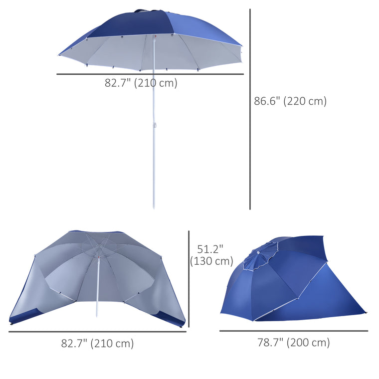 7.5FT Blue 2-in-1 Beach Umbrella with Carry Bag & UV Protection