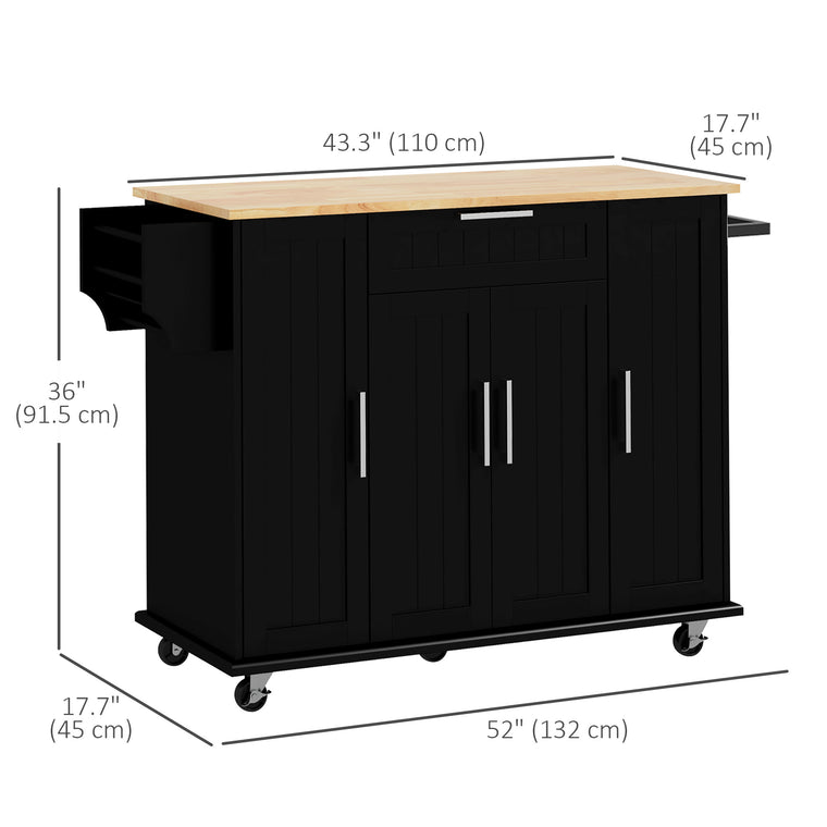 Rolling Kitchen Island Cart with Drawers