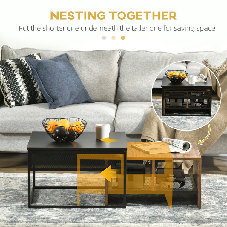 Industrial Square Nesting Tables Set of 2 - Black