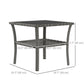 20" Patio Wicker Coffee Table, Outdoor PE Rattan Two-tier Side Table with Glass Top, for Patio, Garden, Balcony, Mixed Grey