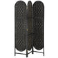 Bohemian Privacy Screen, Folding Room Divider with 3 Panels and Arched Top for Bedroom Living Room Office, Black