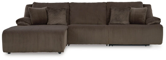 Top Tier - Chocolate - 3-Piece Sectional Reclining Sofa With Left-Arm Facing Press Back Chaise - Forward Furniture