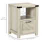 Side Table with Storage, Farmhouse End Table with Drawer, Open Shelf and Barn-style Panel, Nightstand for Living Room, Bedroom, Oak