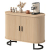 Sideboard Buffet Cabinet with Curved Tambour Doors - Natural Wood