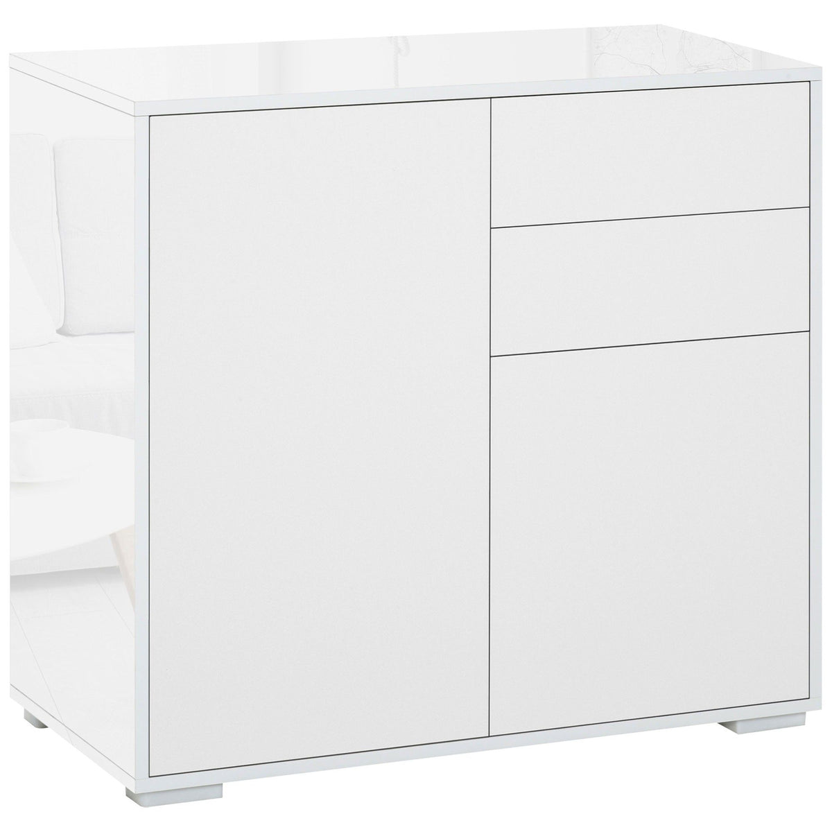 High Gloss Buffet Sideboard with Drawers - White