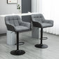 Swivel Barstools Set of 2 Adjustable Bar Stools with Footrest Armrests and PU Leather Back for Dining Room Grey