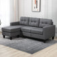 L-shaped Sofa, 3 Seater Couch with Ottoman, Corner Sofa with Thick Padded Cushion and Wood Legs, Dark Grey