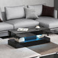 LED Coffee Table with 2 Drawers and Shelf - High Gloss Black