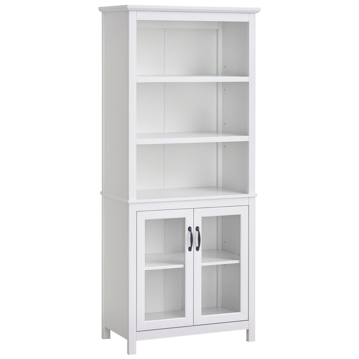 Multifunctional Storage Cabinet Bookcase with Adjustable Shelves Display Rack for Study, Kitchen, Living Room, White