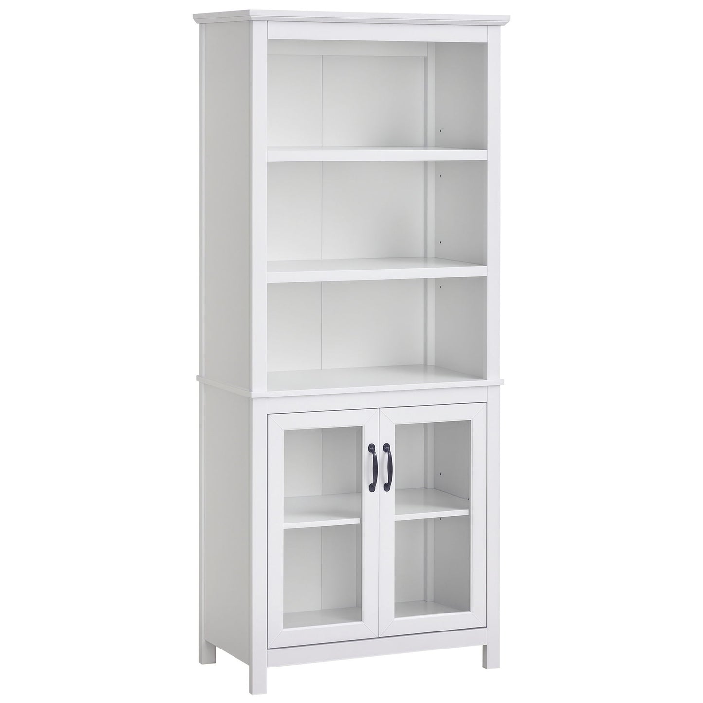 Multifunctional Storage Cabinet Bookcase with Adjustable Shelves Display Rack for Study, Kitchen, Living Room, White