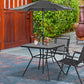Square Outdoor Table, Patio Bistro Coffee Table with Faux-marbled Top and 42mm Umbrella Hole for Garden, Dark Grey