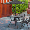 Square Outdoor Table, Patio Bistro Coffee Table with Faux-marbled Top and 42mm Umbrella Hole for Garden, Dark Grey
