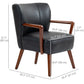 Faux Leather Accent Armchair with Wood Legs - Black