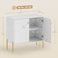 Sideboard, Modern Buffet Cabinet, Coffee Bar Cabinet with Fluted Doors and Adjustable Shelf, White