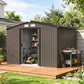 9.1'x6.4'x6.3' Garden Storage Shed w/ Foundation Kit Metal Tool Storage House w/ Double Doors Brown