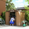 7' x 4' x 6' Garden Storage Shed Outdoor Patio Metal Tool Storage House w/ Foundation Kit and Double Doors Yellow
