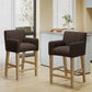 Set of 2 Upholstered Counter Stools with Durable Craftsmanship, Contemporary Style with Rubberwood Frame, 24" L x 23" W x 39.5" H, Brown