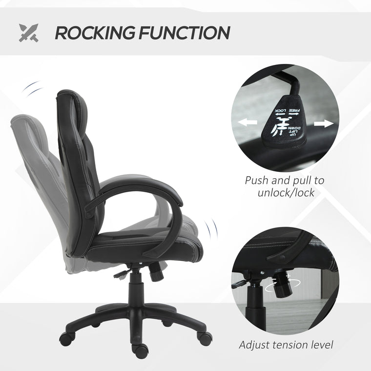Racing Gaming Chair with Padded Headrest - Black
