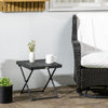 Patio Wicker Coffee Table, Outdoor PE Rattan Garden Folding Side Table, 15.75