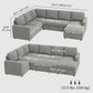 Pull Out Sofa Bed, Sleeper Sofa Couch with Hidden Storage, Chaise Lounge, Velvet Upholstery, U-Shaped Futon Couch