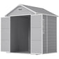 6x5 Plastic Garden Storage Shed with Floor Window Lockable Doors and Vents Outdoor Wood Effect Grey