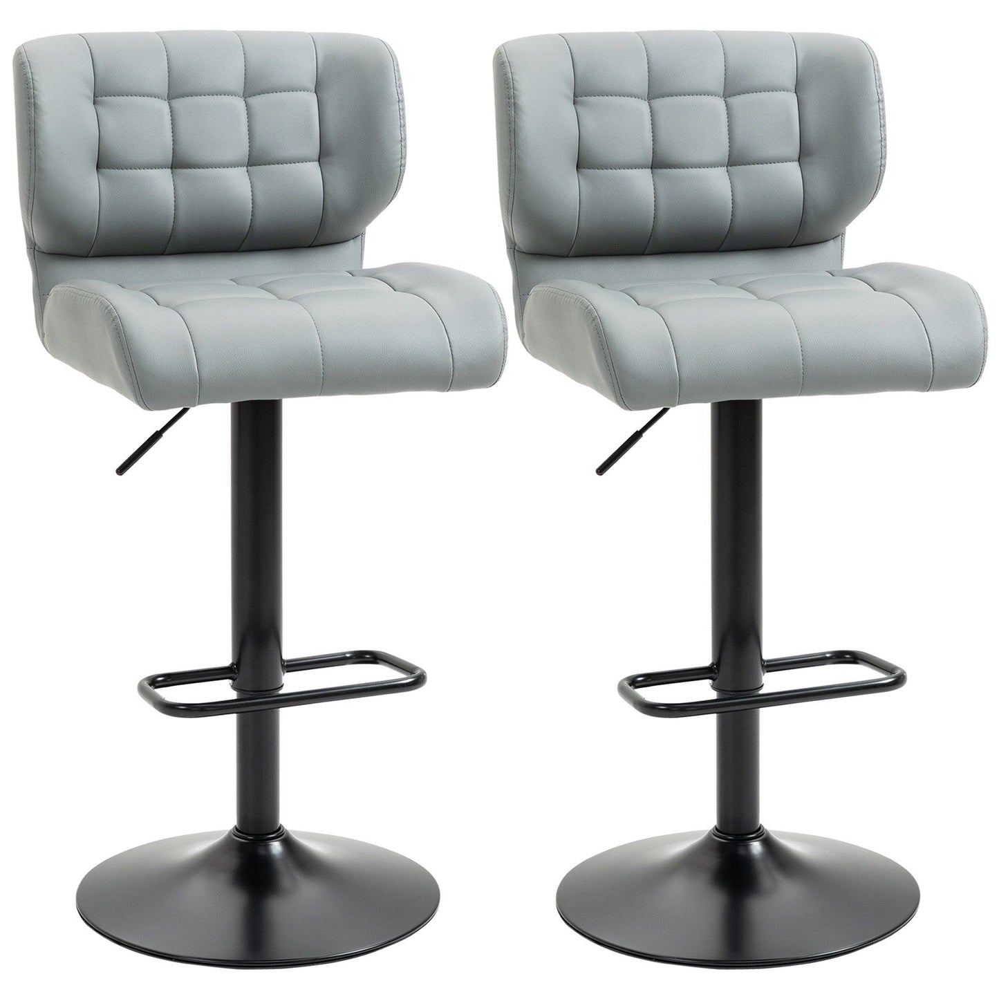 Swivel PU Leather Bar Stools Set of 2 - Grey