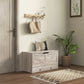 31.5 Inches Storage Chest, Storage Trunk with 2 Safety Hinges for Living Room, Grey Wood Grain