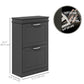 Shoe Storage Cabinet with 2 Flip Drawers and Adjustable Shelves, Narrow Shoe Cabinet for 10 Pairs of Shoes, Black