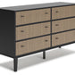 Charlang - Black / Gray - Six Drawer Dresser