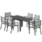 7 Pieces Outdoor Dining Set, Aluminum Patio Table and Chairs Set for 6 with Extendable Tabletop and Stackable Chairs