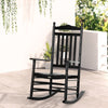 Wooden Outdoor Rocking Chair, Patio Rocking Chair with Slatted High Back and Armrests for Porch, Garden, Lawn, Black