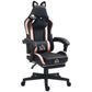 Cute Racing Gamer Chair, Faux Leather Gaming Chair with Footrest, Headrest and Lumbar Support, Black