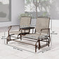 Patio Glider Rocking Chair 2 Person Outdoor Loveseat Rocker Garden Furniture Bench, Flaxen
