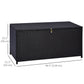 Wicker Outdoor Storage Box, 75 Gallon Deck Box with Gas Strut and Clamp Lid, Rattan Patio Storage Container for Gardening Tools, Pool Supplies, Dark Brown