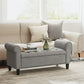 50 Inches Storage Ottoman, Upholstered Bedroom Bench with Rolled Arms and Button Tufted Storage, Light Grey