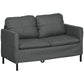 53" 2 Seat Sofa, Upholstered Two Seater Couch with Sturdy Steel Legs for Bedroom, Living Room, Dark Grey