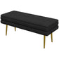 39" Storage Ottoman, Velvet End of Bed Bench with Steel Legs, Foot Stool with Storage for Bedroom, Living Room, Black