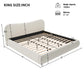 King Size Platform Bed with Smooth Curved Headboard, Plywood Frame, Upholstered Bed with Reinforced Slats, 86'' L x 80'' W x 34'' H, White