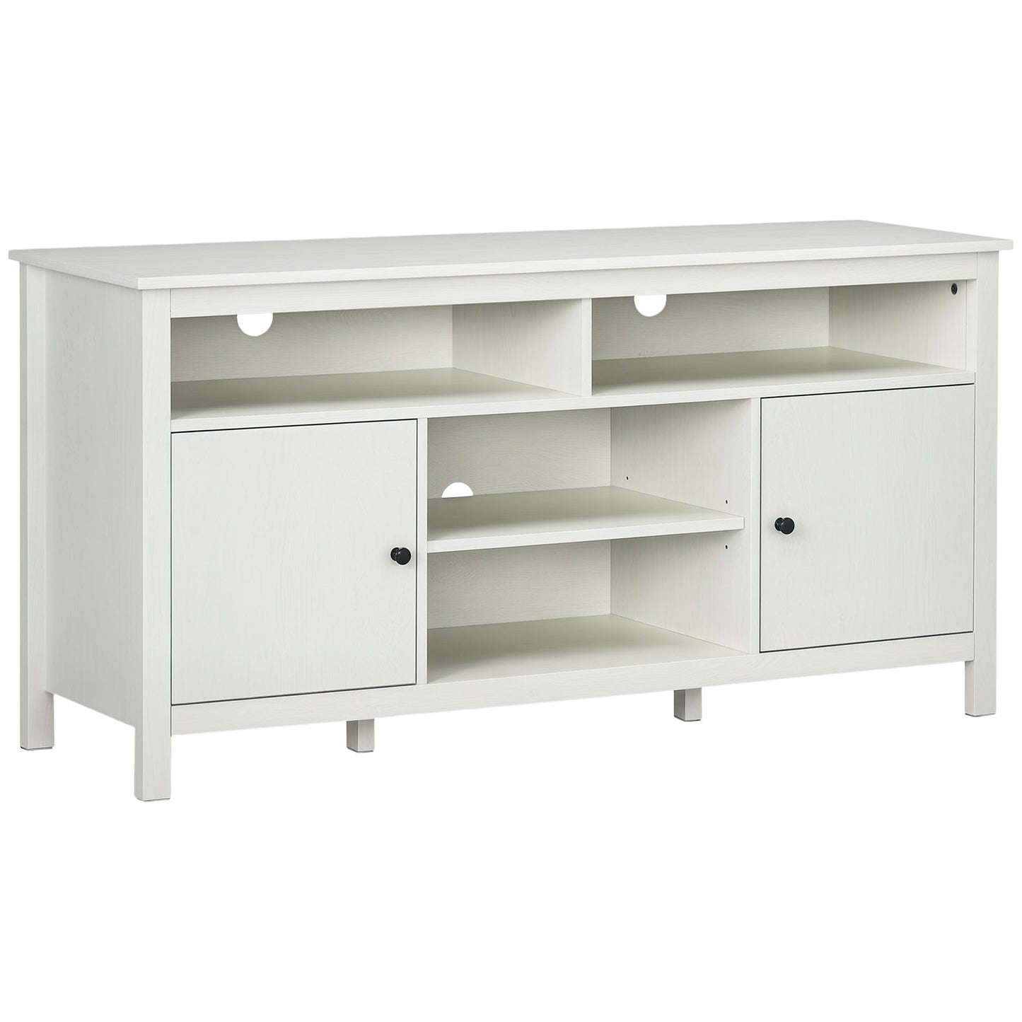 TV Stand for TVs up to 55", TV Unit with Storage Cupboard and Shelves, 55.1" x 15.7" x 27", White