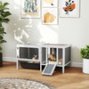 Rabbit Hutch, Wooden Guinea Pig Cage with Run, Openable Top, Pull Out Tray and Ramp, Water-Resistant Roof, Grey