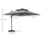 10' x 10' Cantilever Patio Umbrella, Double Top Square Offset Umbrella with 360° Rotation, Light Grey