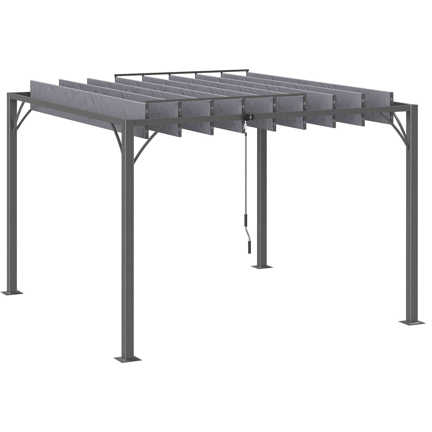 9.7' x 9.7' Outdoor Pergola with Retractable Roof, Aluminium Louvered Pergola Canopy Gazebo for Lawn Garden Patio, Grey