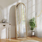 64" x 21" Full Length Mirror, Free Standing, Leaning or Wall, Arched Full Body Mirror with Faux Stone Frame, Beige