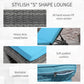 Outdoor Adjustable Wicker Chaise Lounge Chair with Cushion & Wheels for Patio, Deck, Poolside, Sky Blue
