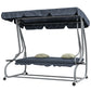 Outdoor 3-Seater Patio Swing Chair, Outdoor Swing Seat, with Adjustable Canopy and Two Pillows for Garden, Light Grey