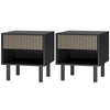 Bedside Table Set of 2 with Drawer and Shelf - Black