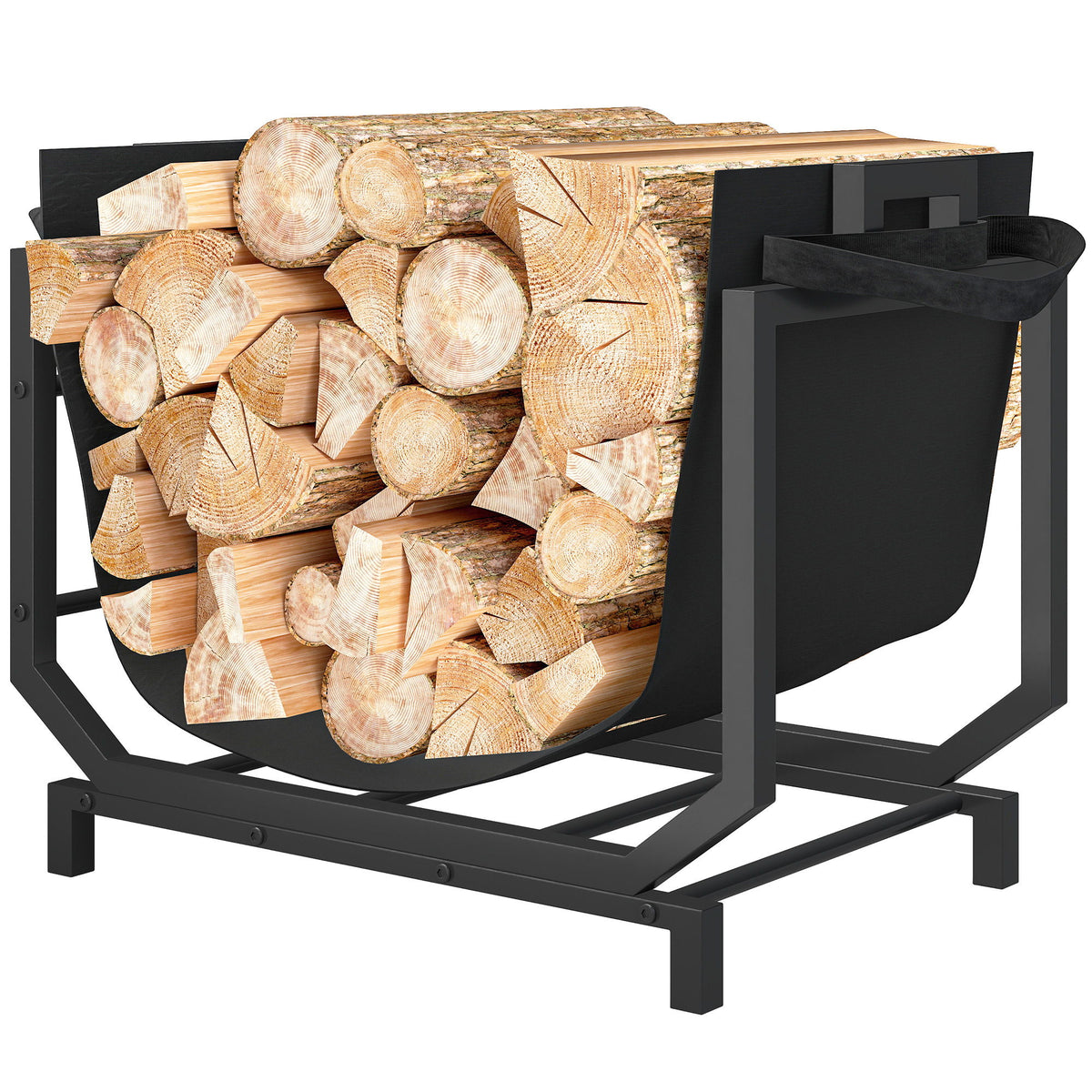 Firewood Rack Outdoor, Heavy-Duty Log Holder with Log Tote Bag for Fireplace, Indoor Fire Wood Storage Rack