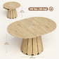 Extendable Dining Table, Round to Oval Convertible Kitchen Table with Storage Shelf for Dining Room, Natural
